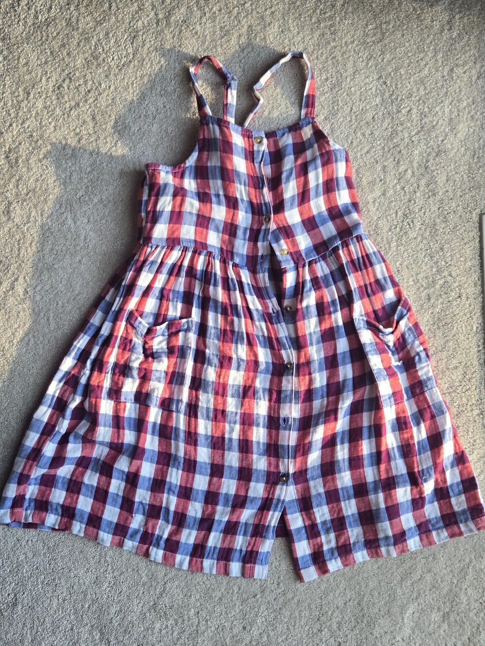 Cat & Jack Red, Blue & White Plaid Button-Front Sundress